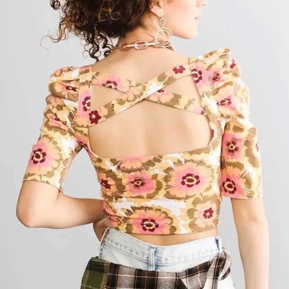 Free People Give Me More Floral Summer Top Size Small Ivory Combo - Picture 3 of 8